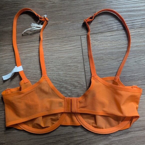 NWT Aerie | SMOOTHEZ Mesh Unlined Bra In Orange (34C) - Picture 6 of 8
